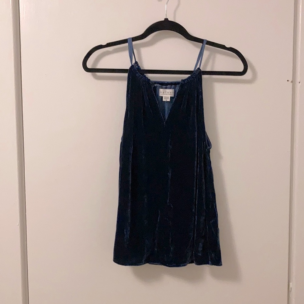 Velvet by Graham and Spencer Blue Velvet Blouse, Size XS , New without Tags